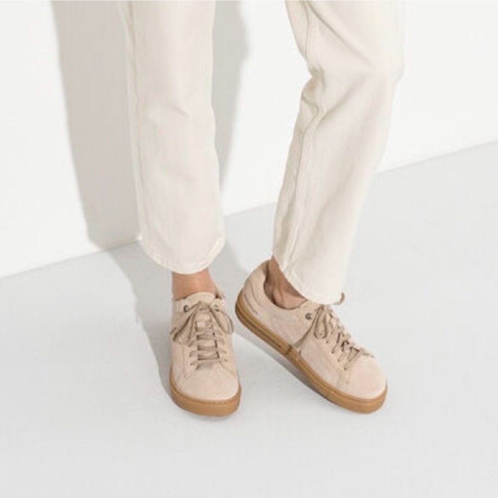 Birkenstock Beige/Pink Suede Sneakers with Gum Sole